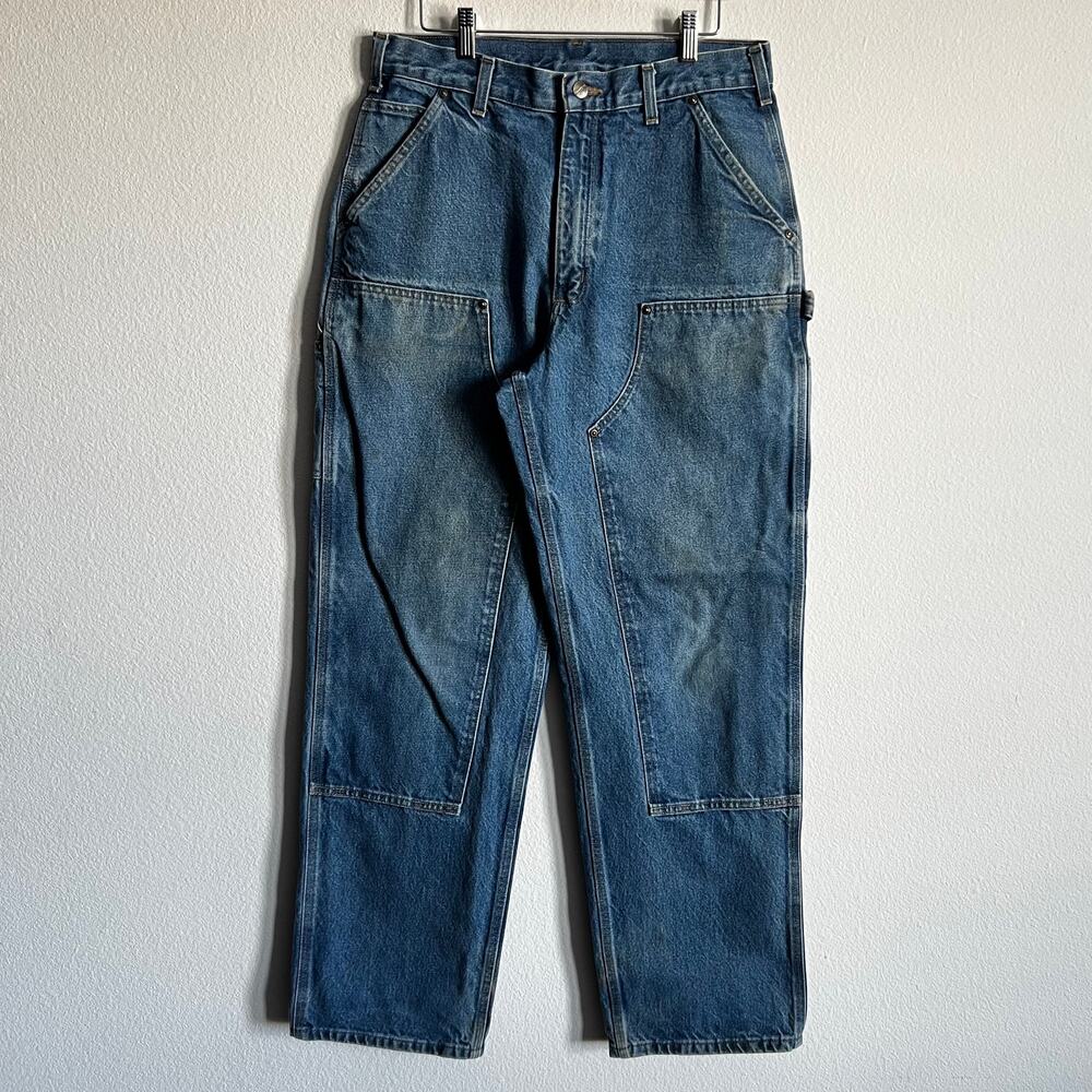Carhartt B73 DST blue denim double knee work wear carpenter pants